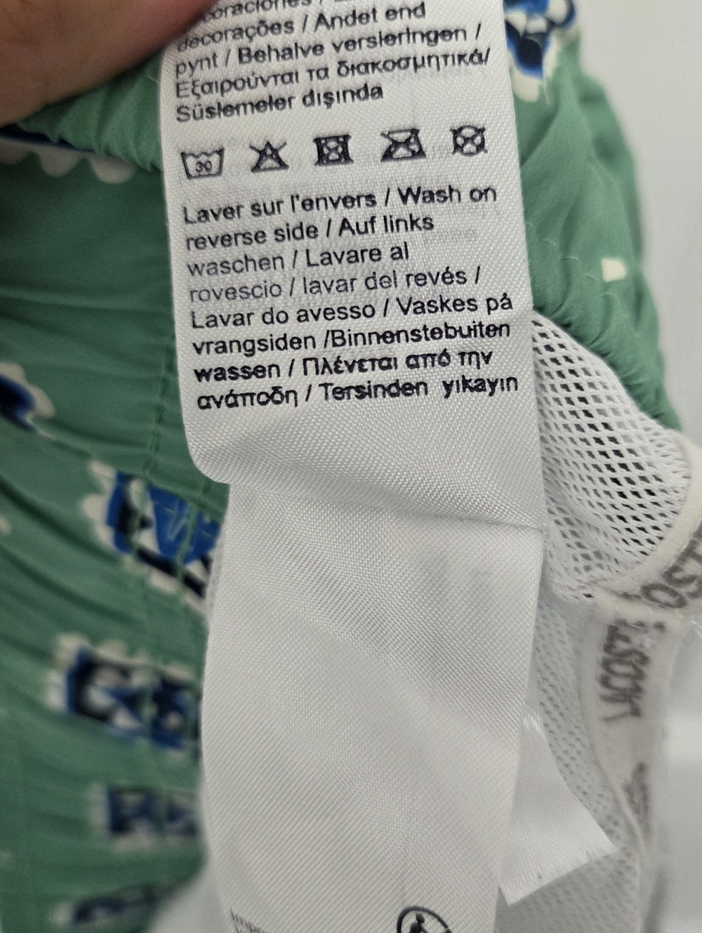 Lacoste L!VE Men Print Green Swim Trunks Shorts Large Mesh Lined Croc Logo - Picture 9 of 10